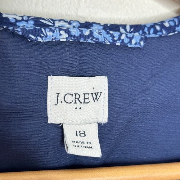 J. CREW Factory Short Quilted Cotton Blend Jacket Blue Floral Sz 18 [3M9} - Picture 7 of 9